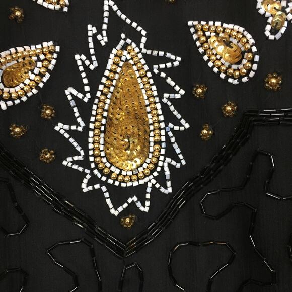 Vintage | Laurence Kazar | Silk Beaded Top Sz M - Picture 3 of 7